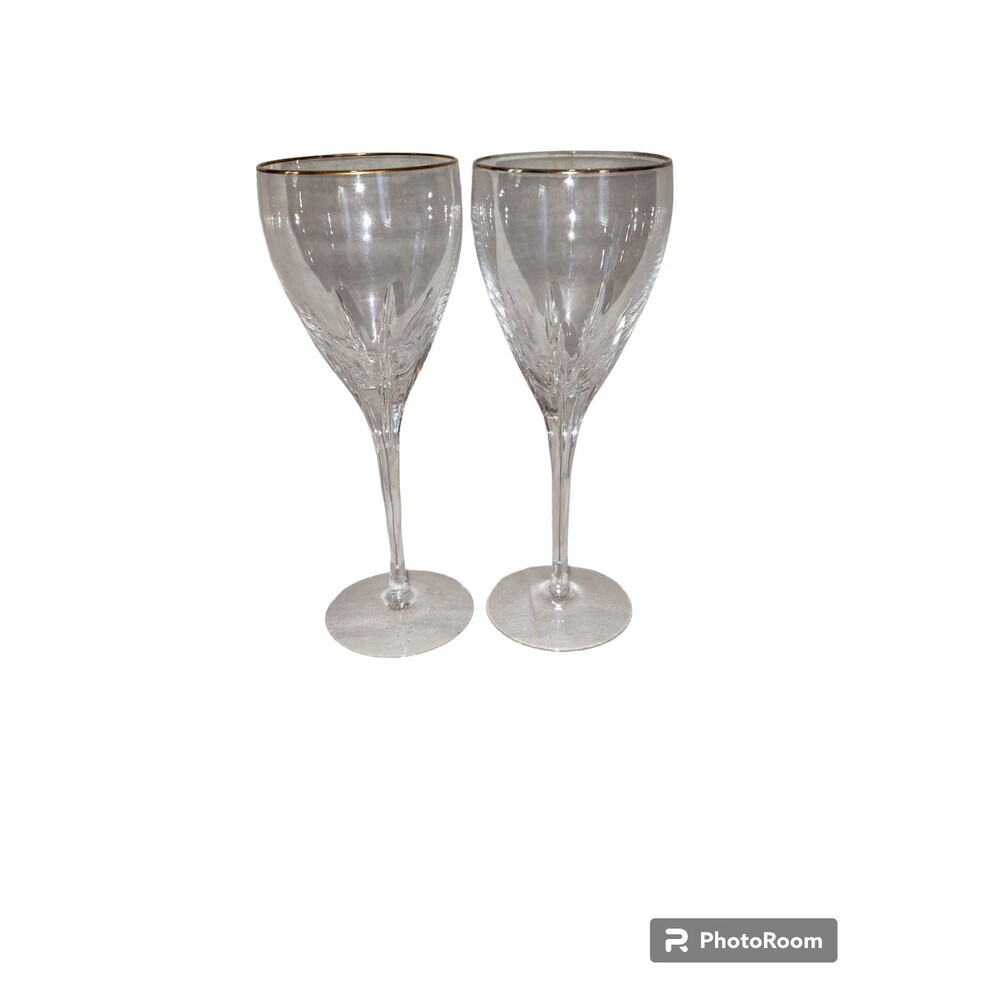 2 Lenox Firelight Crystal Water Glass Goblets Stemware Wine Glasses 8 5/8” Set